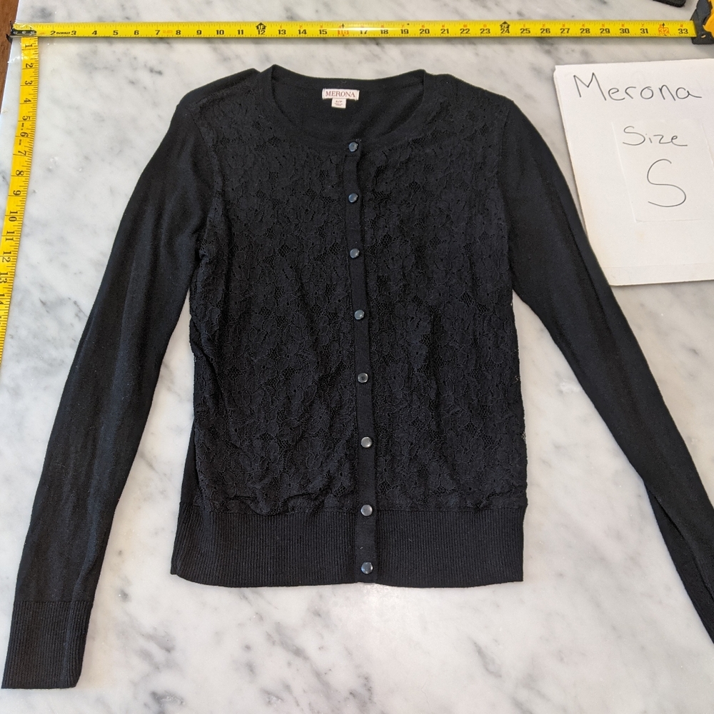 Merona Black floral textured cardigan